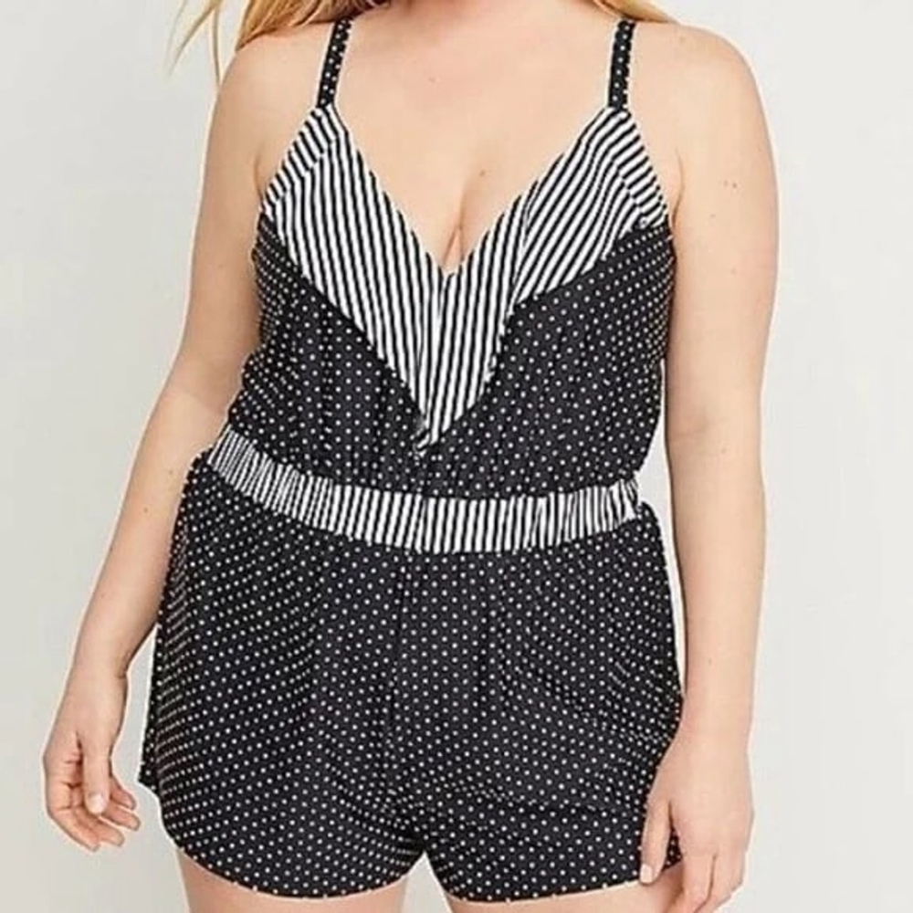 New Swim By Cacique Polka Dot Striped Ruffle No Wire